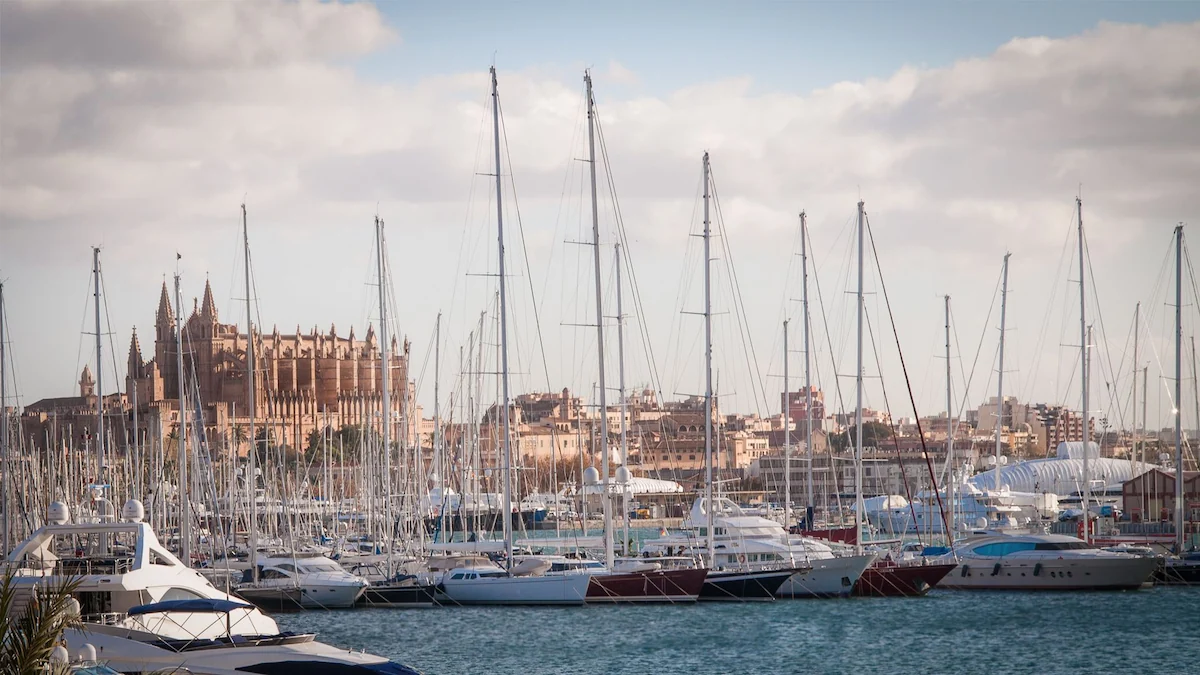 Palma de Mallorca marina with the cathedral in the background