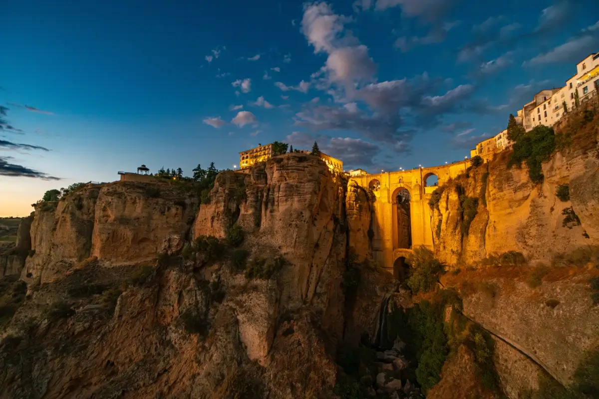 Roman bridge in Ronda, Spain from a distance